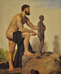 Prometheus erschafft den Menschen aus Ton